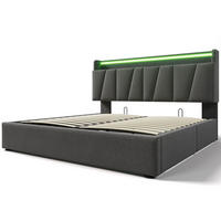 POLSTERBETT 160/200 cm Grau mit USB Ladefunktion, LED-Beleuchtung und Stauraum-Kopfteil - Grau, Textil (160/200cm) - Oxeza