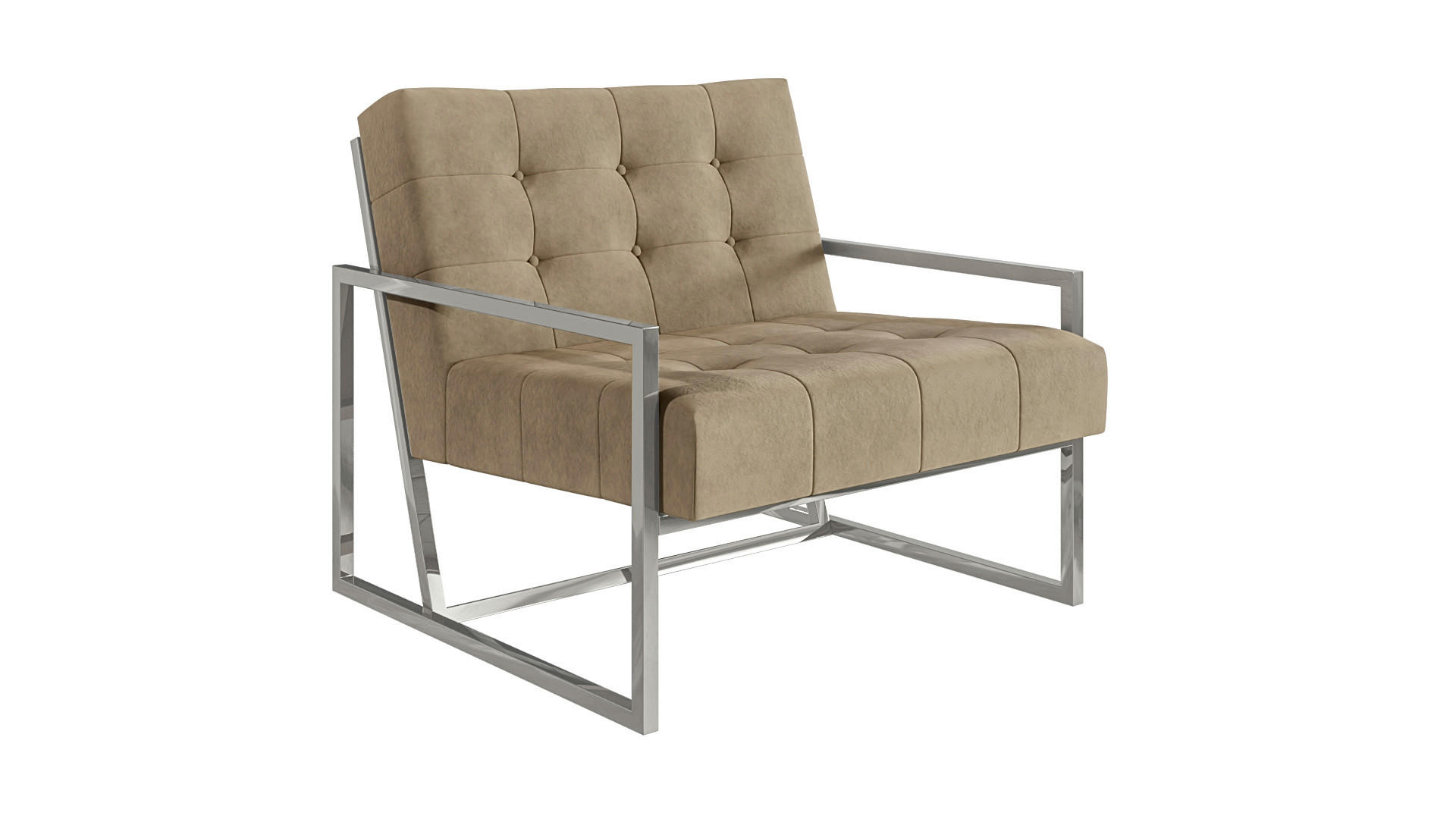 LOUNGESESSEL Duban Beige Samtstoff - Beige/Silberfarben, Holz/Textil (84/81/89cm) - S-Style Möbel