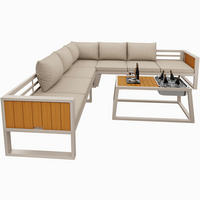 LOUNGEGARNITUR aus Eisen 178x178x62 cm Beige mit verstellbarer Rückenlehne - Beige, Metall - Modfu