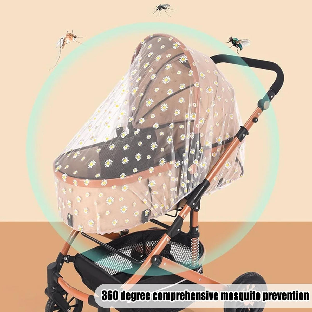 KINDERWAGEN-MOSKITONETZ Gänseblümchen Weiß - Weiß, Textil - Weltevree