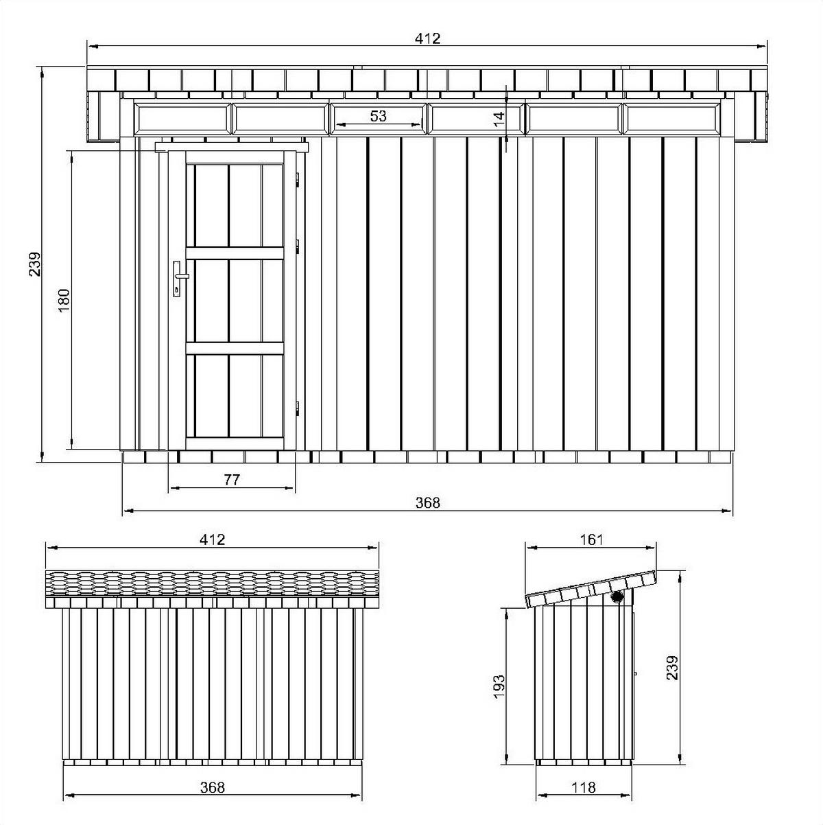 HOLZ-GARTHENHAUS basis LP SmartSide 4,3m² mit B161xL411xH239 cm - M902 - CAVERN STEEL - Dunkelgrau, Holz (412/239/161cm) - Timbela