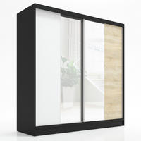 SCHWEBETÜRENSCHRANK 200 CM DUO Farbe: Schwarz | weiß | sonoma - Schwarz/Weiß, Holzwerkstoff (200/215/60cm) - A&J MöbelLand