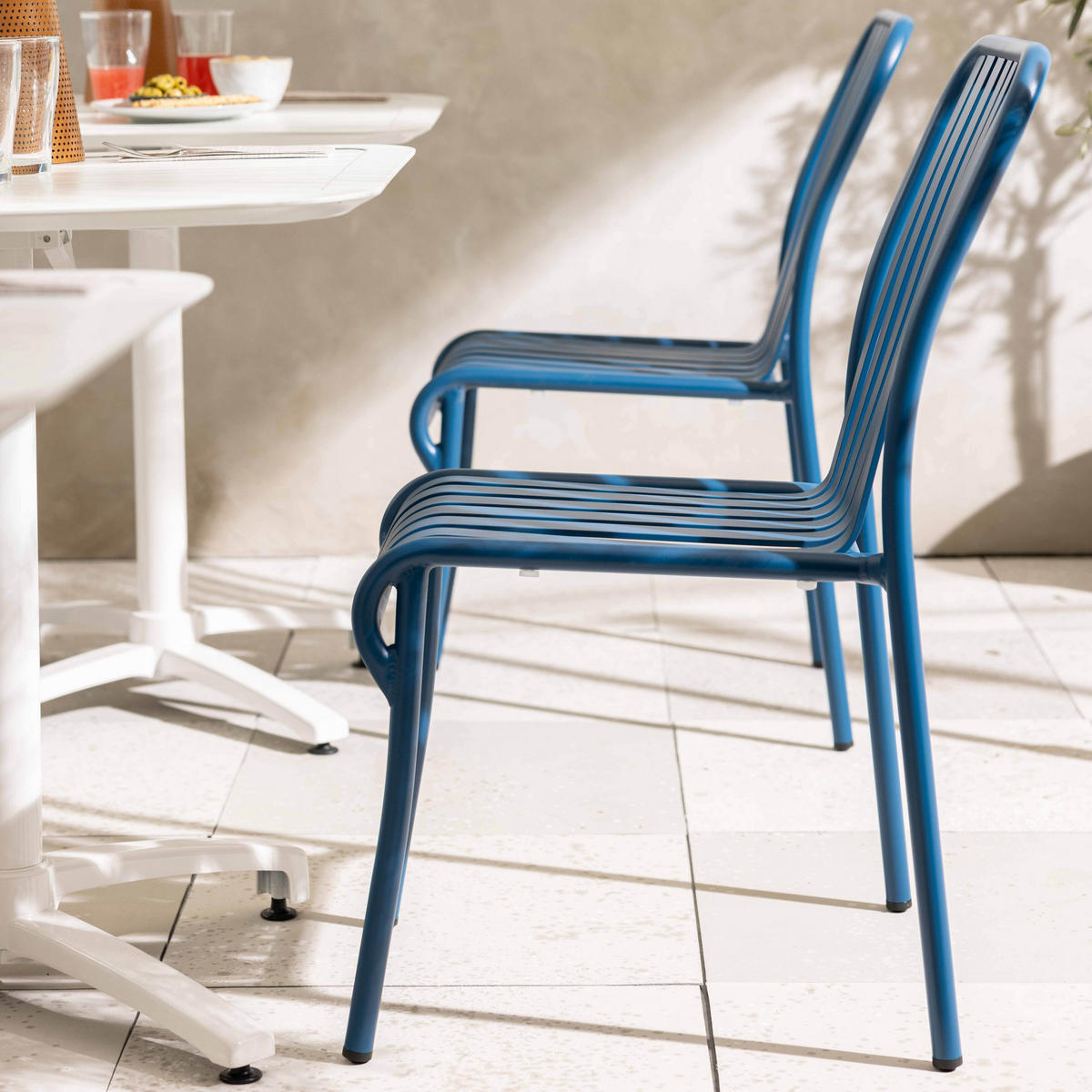 GARTENSTUHL, Blau - Blau, Metall (46/85/61cm) - Oviala