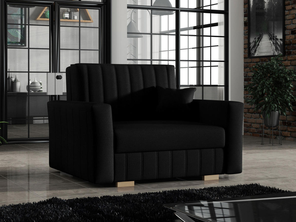 SCHLAFSOFA Viva Glam I - Schwarz/Naturfarben, Holz/Kunststoff (115/85/98cm) - MIRJAN24