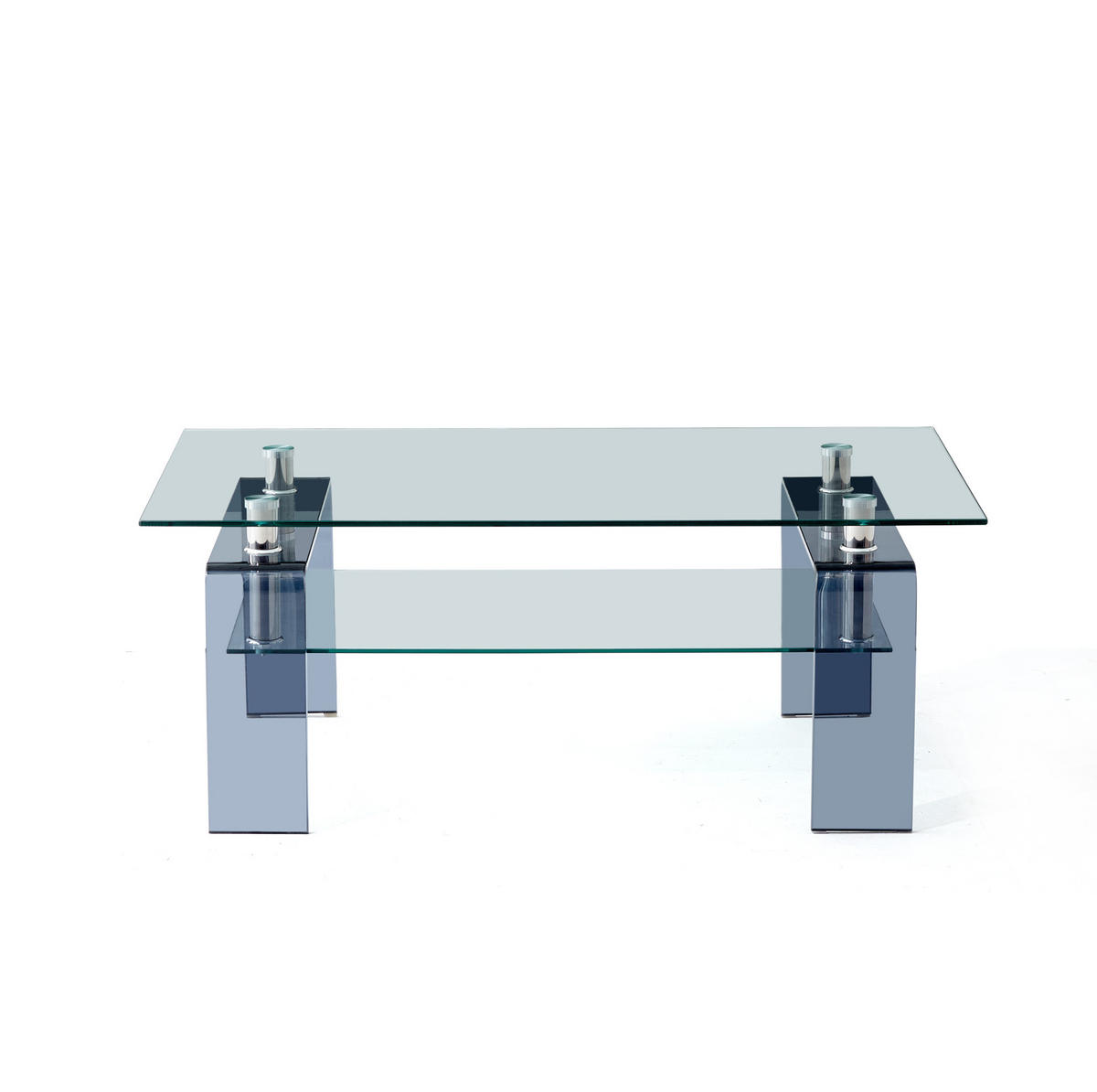 COUCHTISCH 100 x 55 cm Temperglas Clear mit 2 Ebenen - Klar, Glas (100/55/45cm) - Meubliv