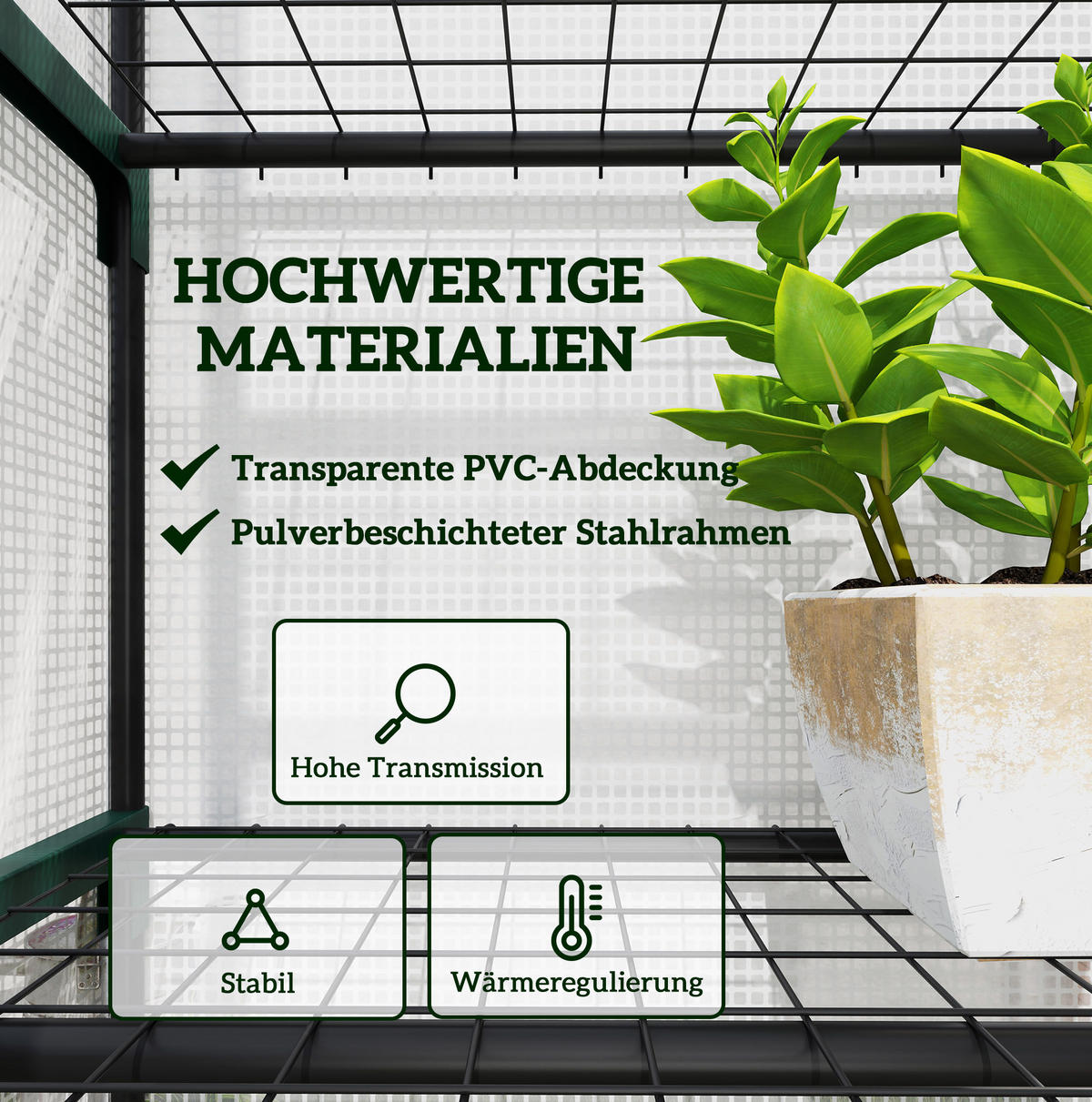 GEWÄCHSHAUS 69/193/49 cm Weiß aus Stahl mit 5 Ebenen - Weiß, Metall (49/193/69cm) - OKMYHOME