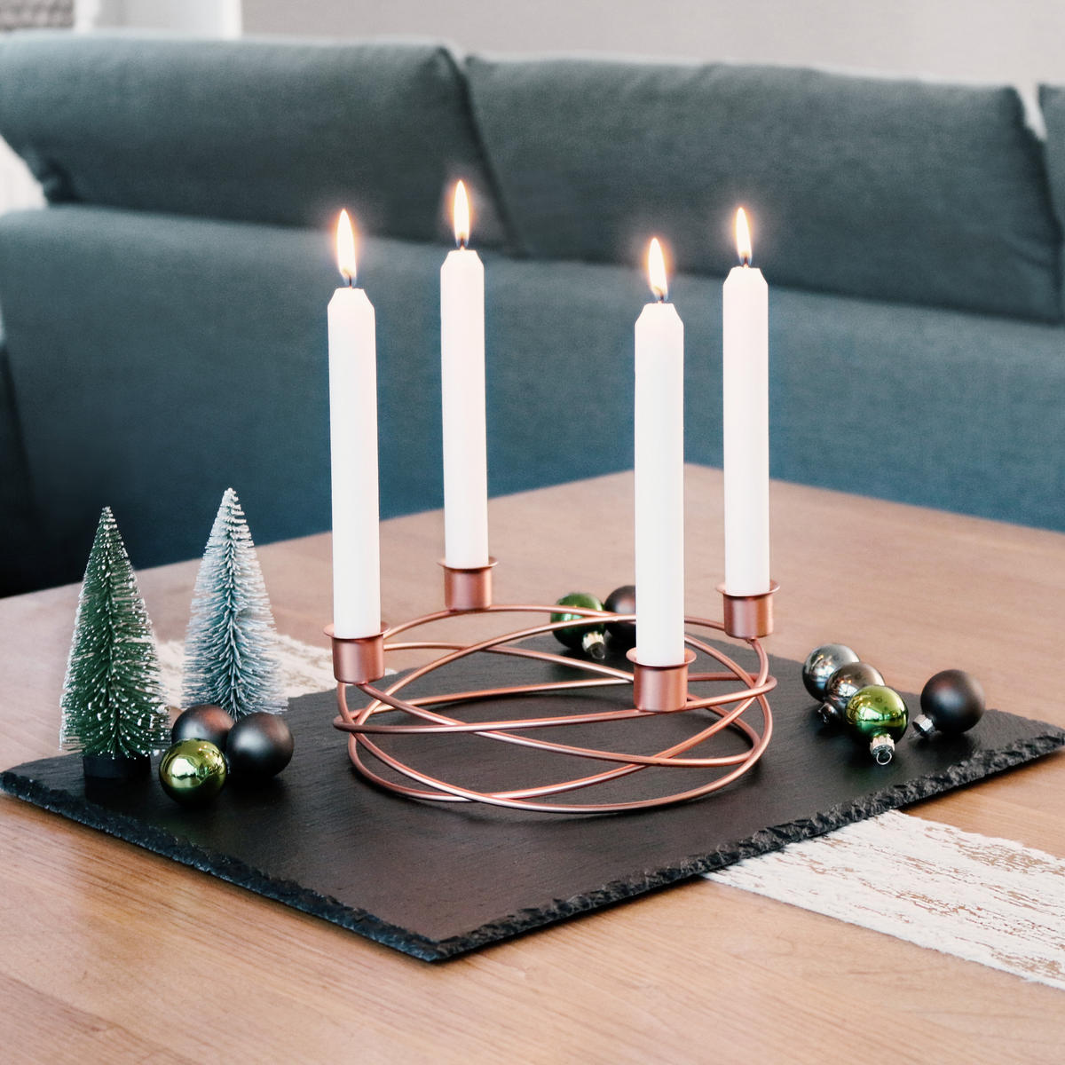 KERZENHALTER, Rosa, Metall - Roségold, Metall (22/6.7/22cm) - bremermann