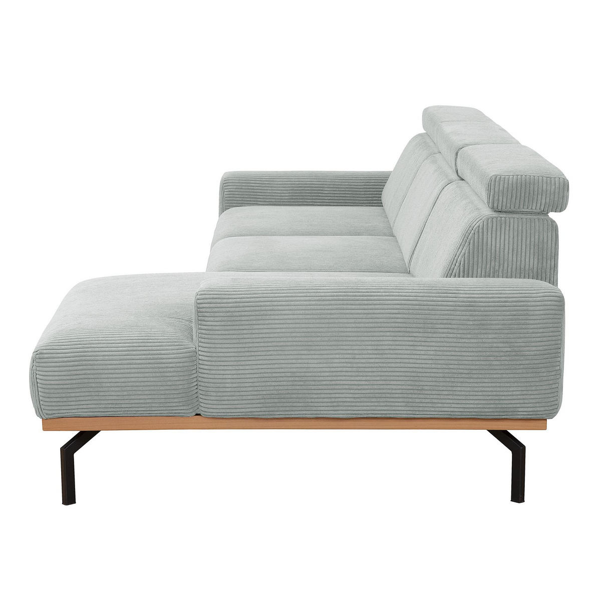 SOFA mit Longchair rechts Katrien Cordstoff silber - Silberfarben, Kunststoff (135/280cm) - 58aufmkessel