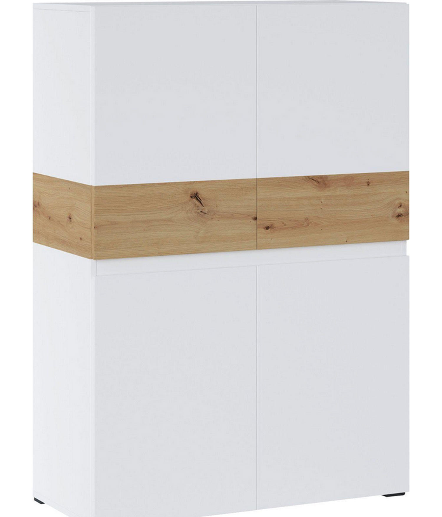 HIGHBOARD Rimini Weiß / Artisan Eiche 90 / 40 / 129,4cm - Weiß/Braun, Holz/Holzwerkstoff (90/130/40cm) - Feldmann-Wohnen