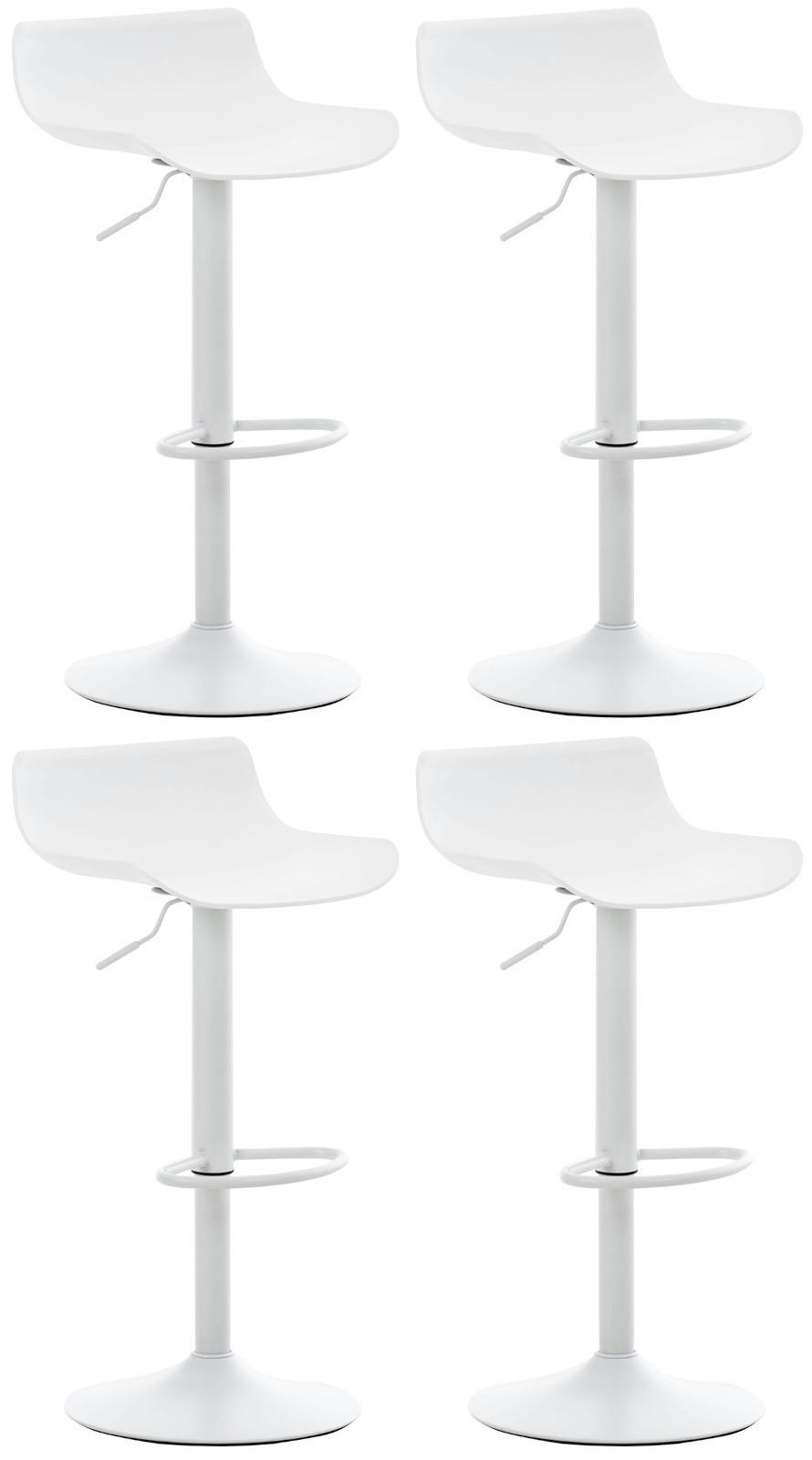 BARHOCKER 4er Set höhenverstellbar Weiß JUTO - Kunststoff, 68,5-94x43x44cm - Weiß, Kunststoff/Metall (43/75/44cm) - DELUKE