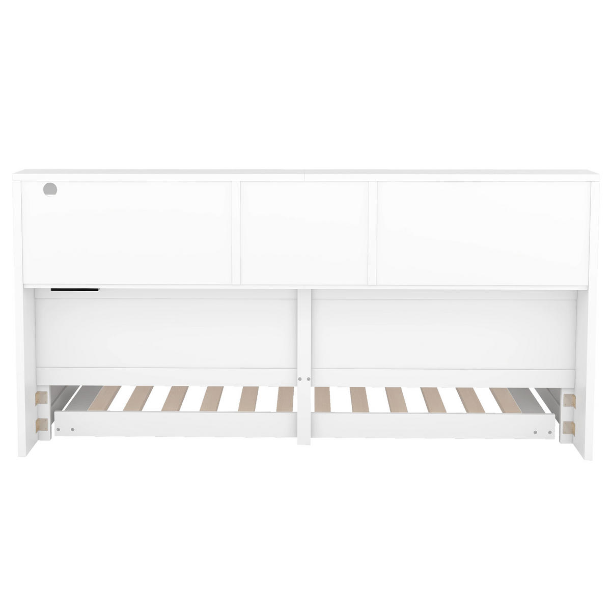 POLSTERBETT aus Spanplatte und MDF 90x200 cm in Weiß mit LED, USB & Ausziehbett - Weiß, Holzwerkstoff (90/200cm) - Modfu