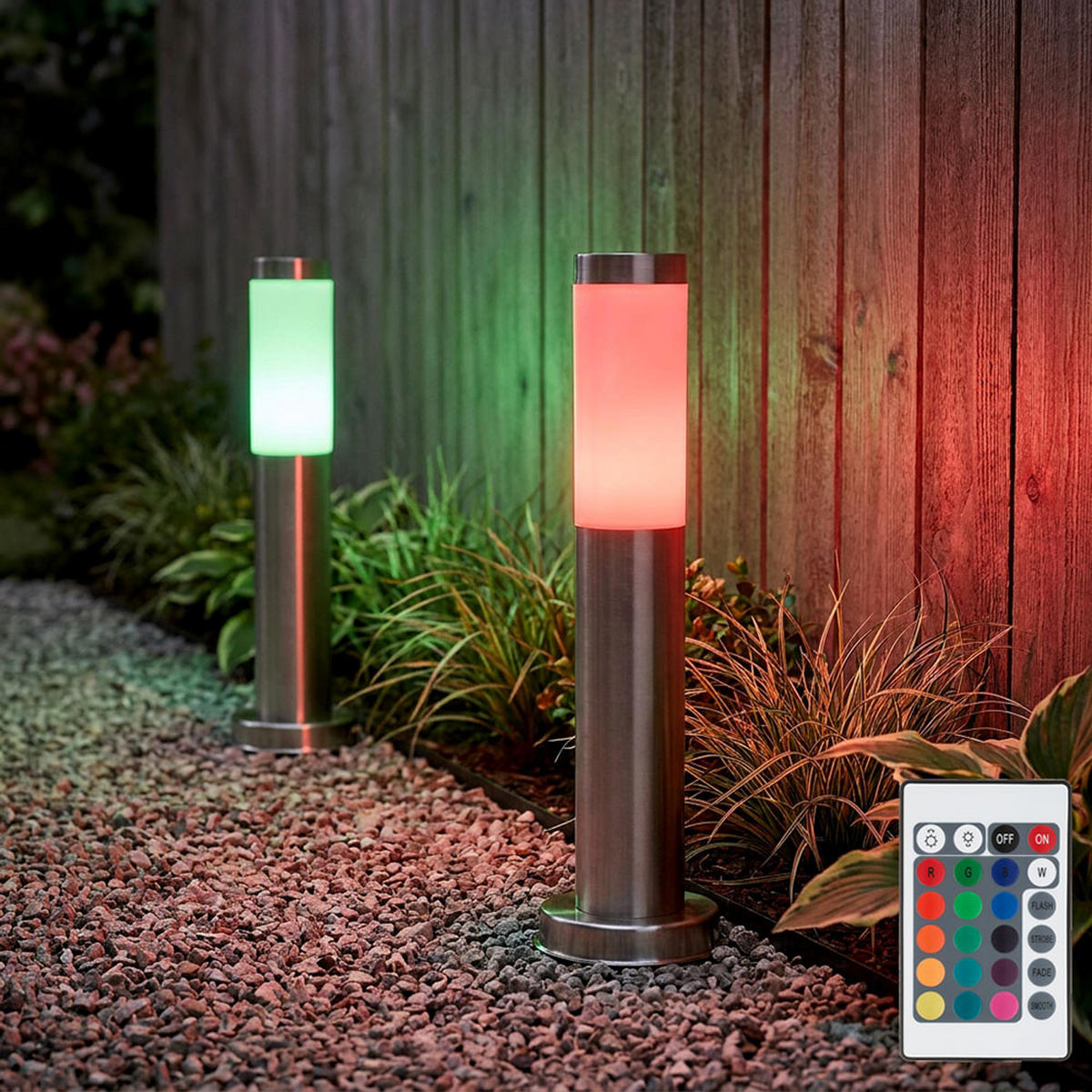 LED WEGELEUCHTE Edelstahl Silber - Silberfarben, Metall (7.6/7.6/45cm)