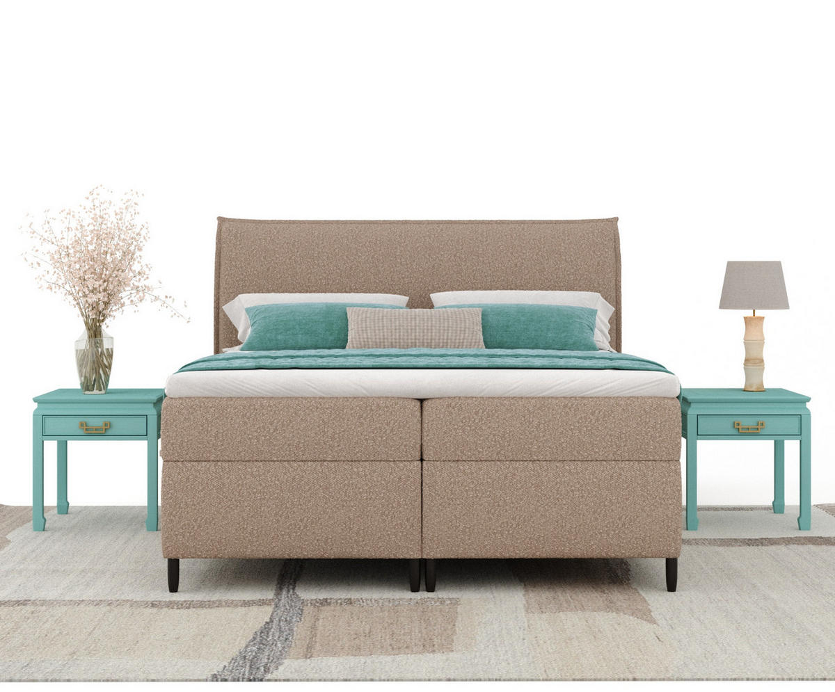BOXBETT 200/200 cm Corvus, in Braun, Matratze, Topper, Bettkasten, H4 = sehr fest - Schwarz/Braun, Holz/Holzwerkstoff (200/200cm) - Maison de Reve