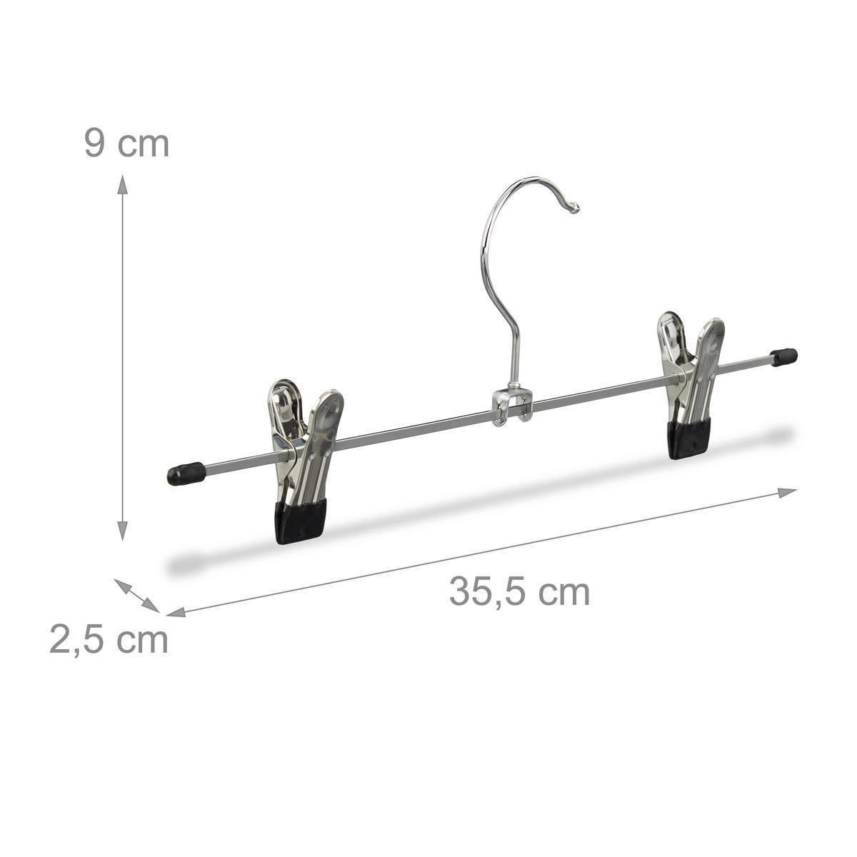 SET obešalnikov za hlače - srebrne barve, kovina/umetna masa (35.5/9/2.5cm) - Relaxdays
