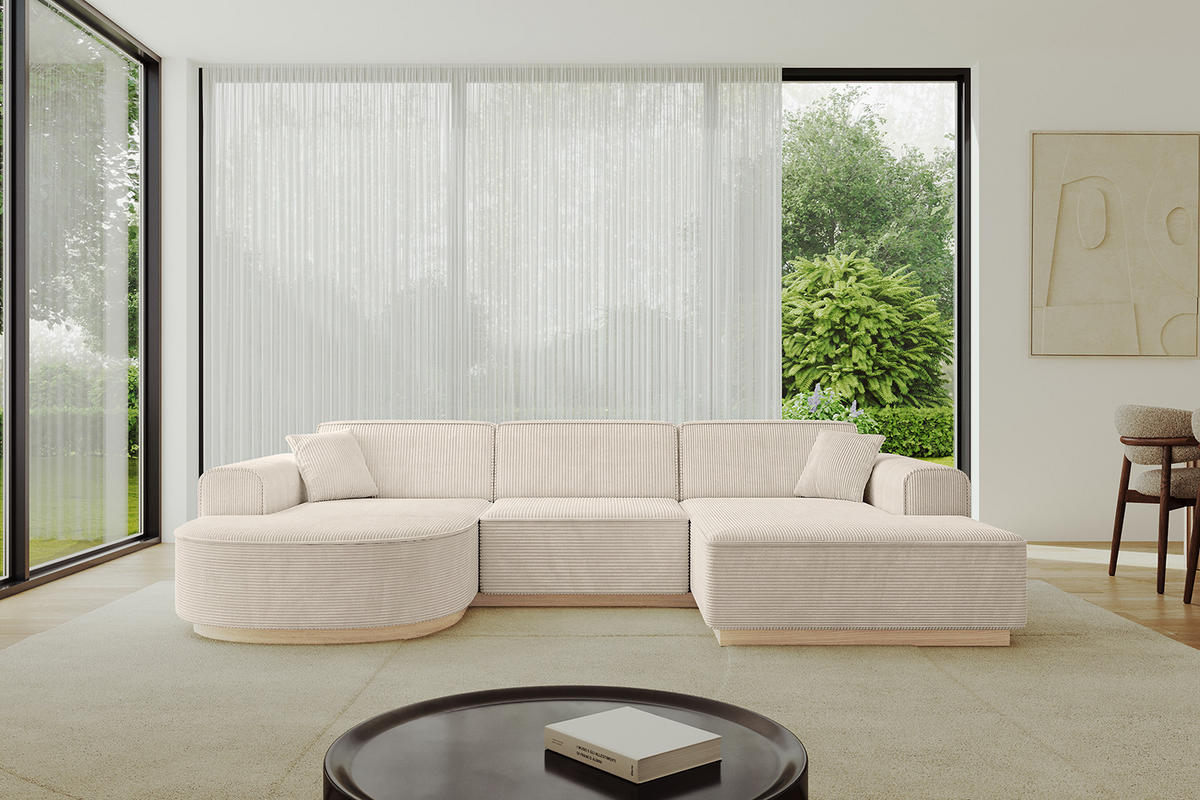 WOHNLANDSCHAFT ARRIO-U1 303x171x83 cm Beige - Beige, Holzwerkstoff/Textil (303/83/171cm) - ALTDECOR