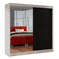 SCHWEBETÜRENSCHRANK Basti I - 200 cm - Schwarz/Weiß, Holzwerkstoff/Metall (200/215/58cm) - Sofnet
