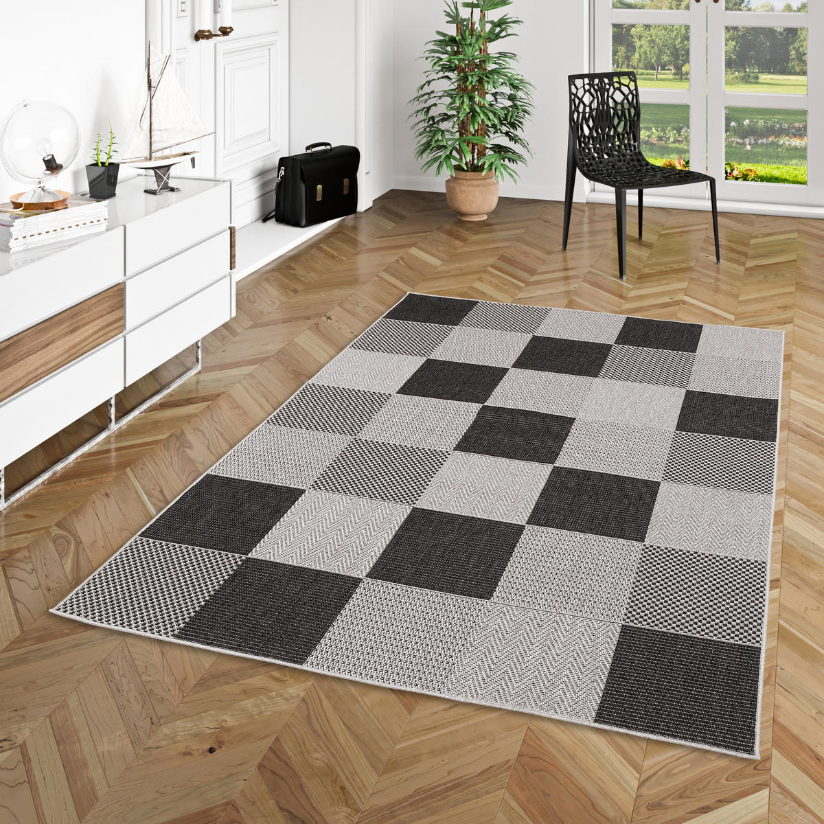 IN & OUTDOOR TEPPICH FLACHGEWEBE MARBELLA KARO - Grau, Textil (160/230cm) - Pergamon
