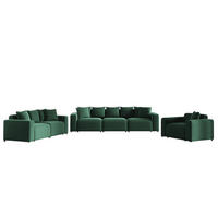 SOFASET Megan 3-2-1 In Salvador - Dunkelgrün, Holzwerkstoff/Textil (327/75/98cm) - Fun Möbel