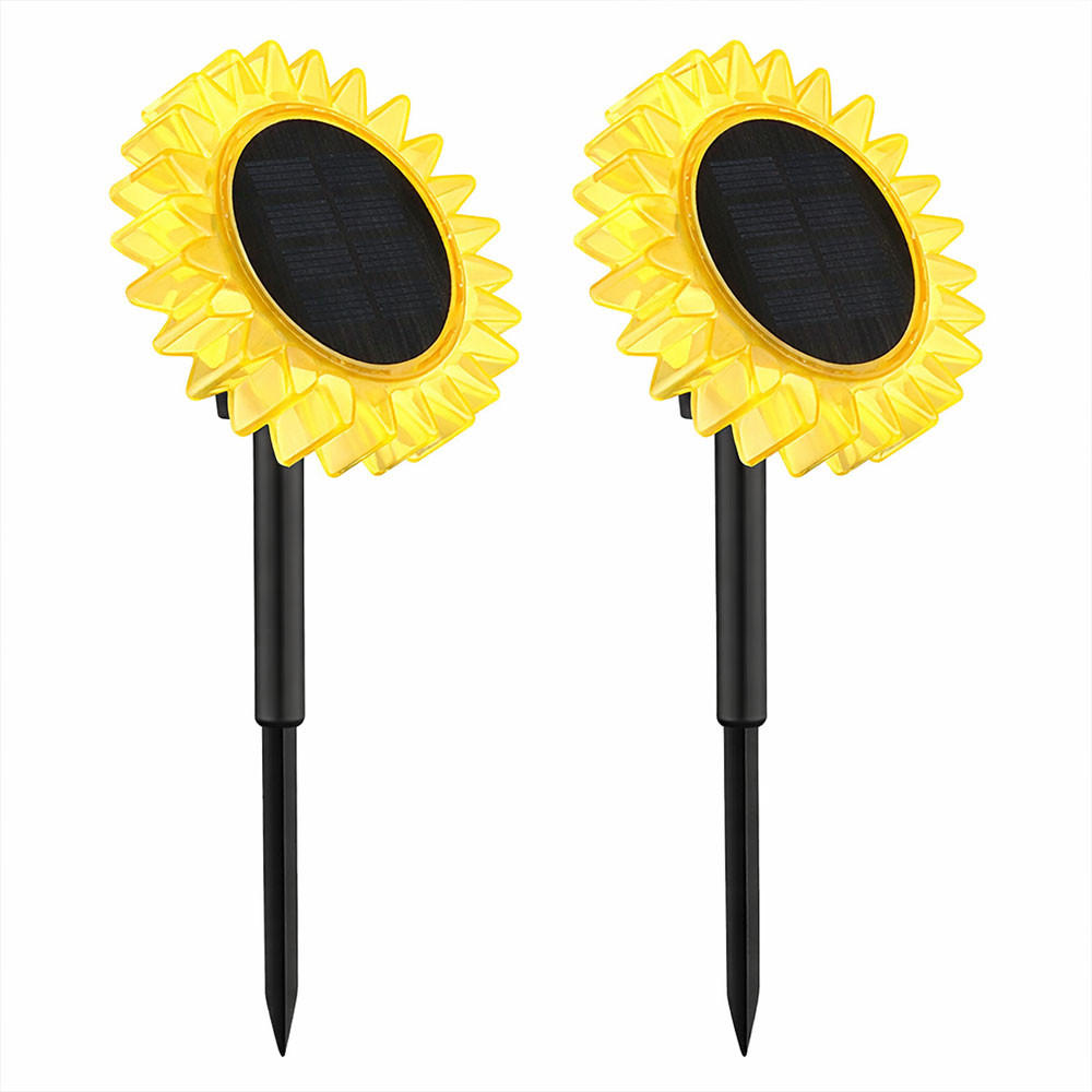 LED AUSSENLEUCHTE Sonnenblume Schwarz Gelb 2er Set - Schwarz, Kunststoff (13/13/29.5cm) - Globo Lighting