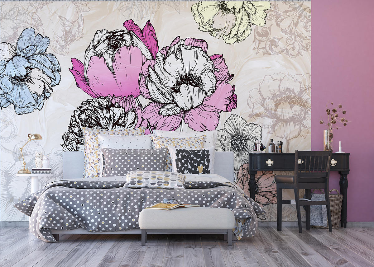 FOTOTAPETE Blumen 375 x 270 cm - Beige, Papier (375/270cm) - Sanders & Sanders
