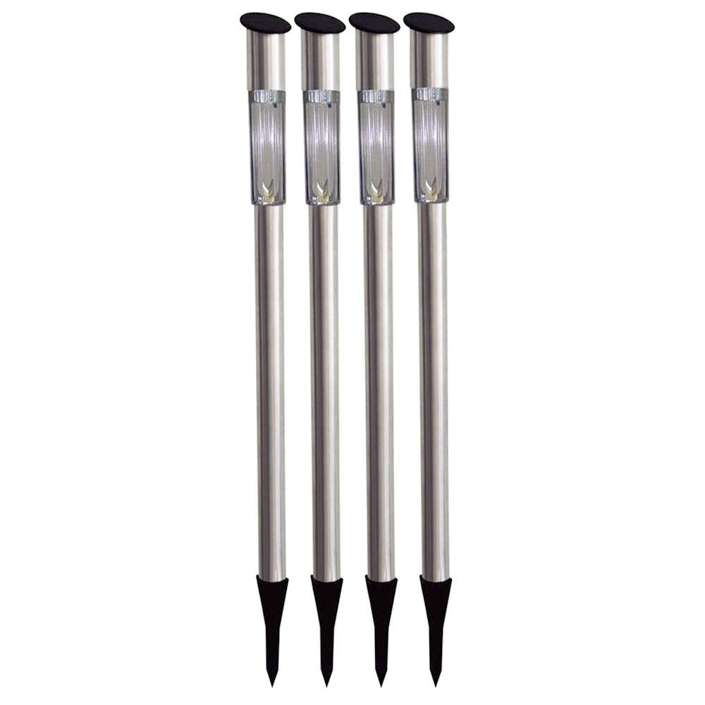 LED AUSSENLEUCHTE Solar Weiß 4er Set - Silberfarben, Metall (5/5/70cm) - Globo Lighting