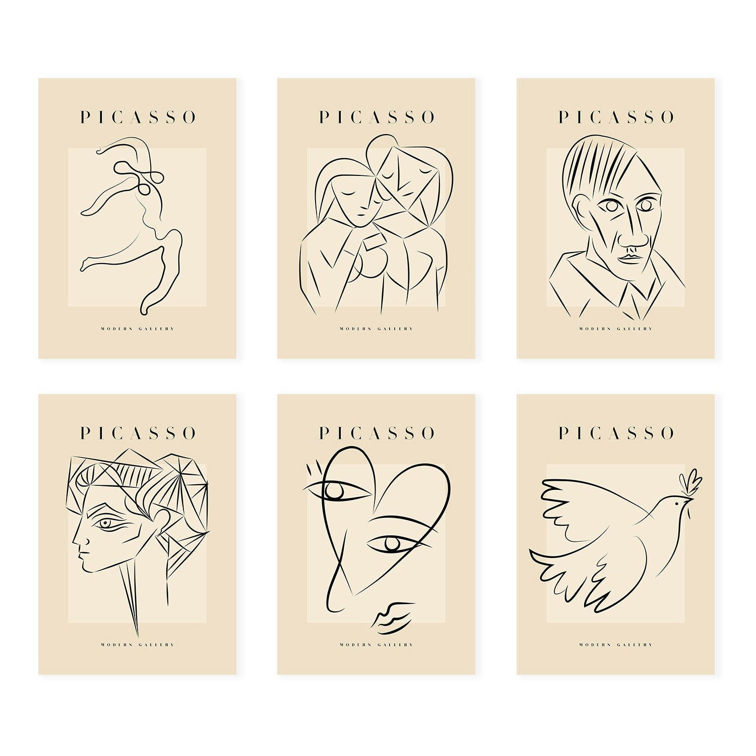 POSTER Set Mit 6 Illustrationen Von Pablo Picasso Harmonie A3 Rahmenlos - Klar, Papier (29/3cm) - Nacnic