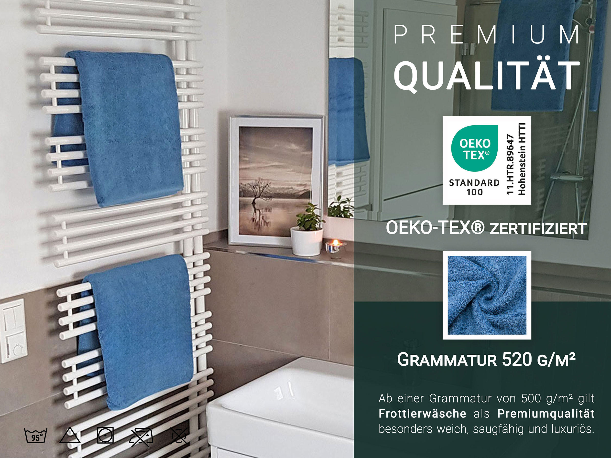 Thumbnail - Zollner Duschtücher,, Dunkelblau, Textil, 70x140 cm, Oeko-Tex® Standard 100, Badtextilien, Duschtücher