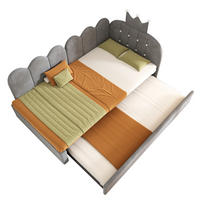 KINDERBETT Polsterbett 203/98/95 cm aus Samt mit Ausziehbett Grau - Grau, Textil (90/200cm) - Modenvie