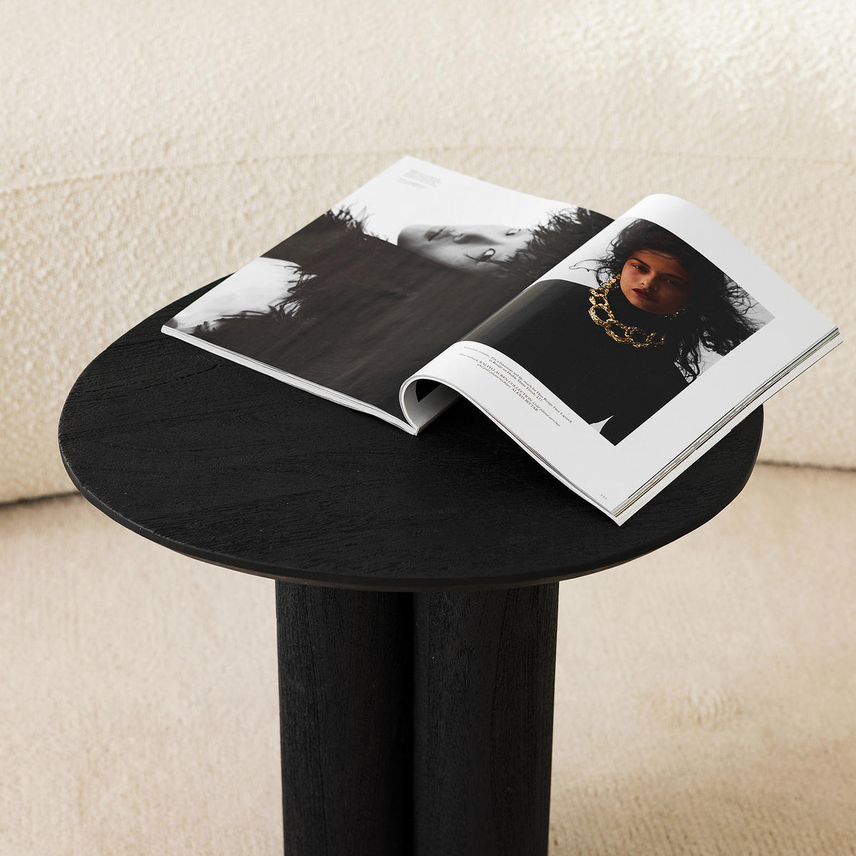 BEISTELLTISCH - Akazie massiv Schwarz - Schwarz, Holz (46/46/49cm) - home24