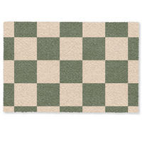 FUSSMATTE Schachbrettmuster - Grün - Beige - Blöcke Flurteppich 60x40 cm - Olivgrün, Kunststoff (60/0.4cm) - MuchoWow