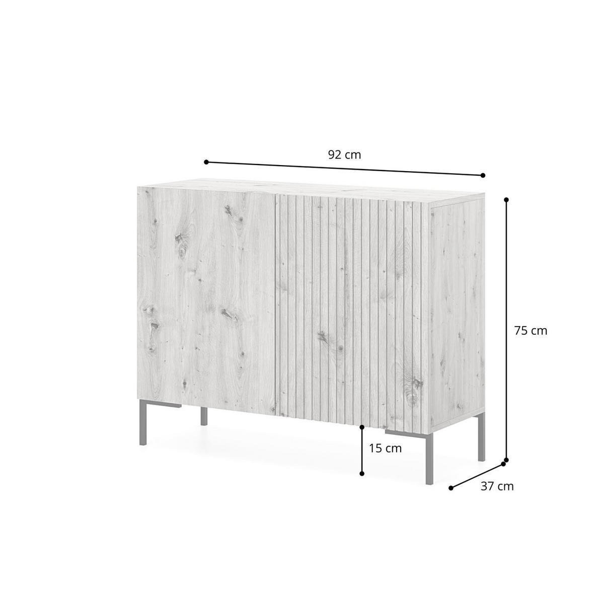 SIDEBOARD Lammelo Greige mit Metallbeinen 92 cm - Taupe/Goldfarben, Holzwerkstoff/Metall (92/75/37cm) - Selsey