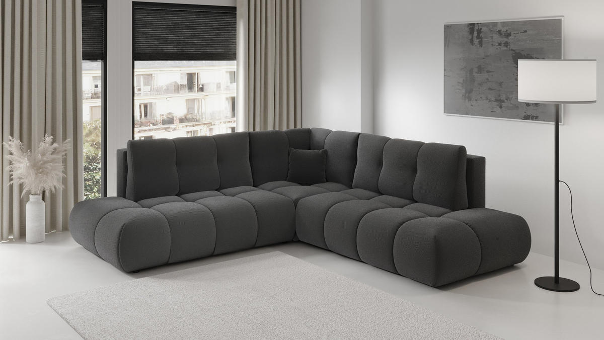 ECKSOFA DUCA II L-S Grau Jersey mit Schlaffunktion - Grau, Holz (266.5/266.5cm) - MASSENO