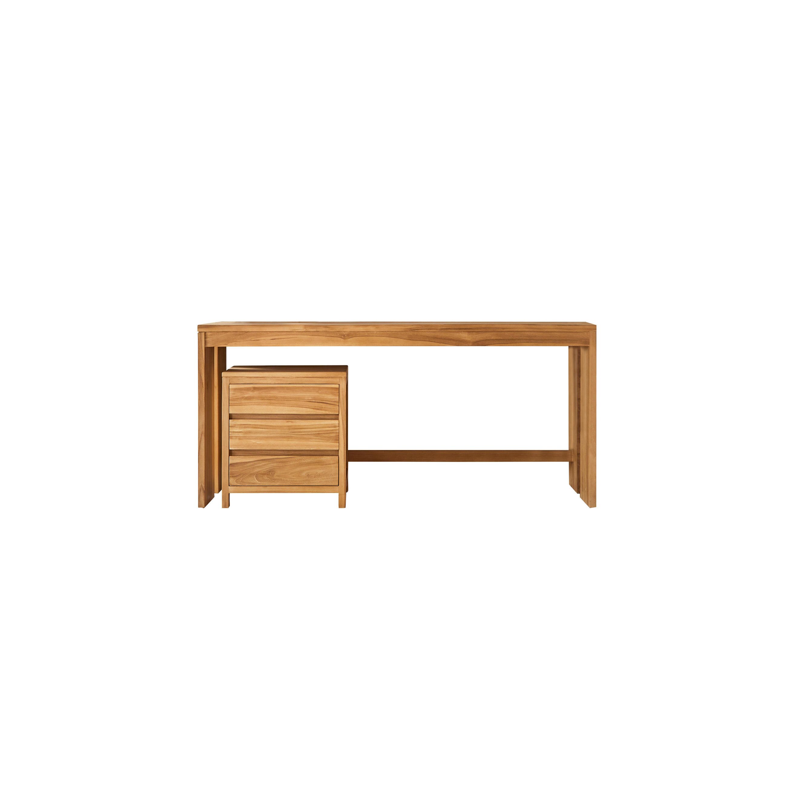 KINDER-SCHREIBTISCH Eden Natur aus Teak - Naturfarben, Holz (160/74/60cm) - Tikamoon