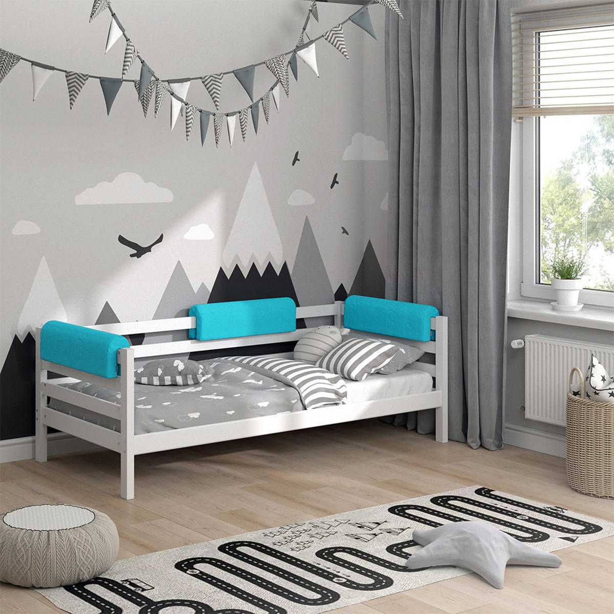 BETTUMRANDUNG Türkis 70 x 20 cm - Türkis, Textil (70/20/14cm) - VitaliSpa