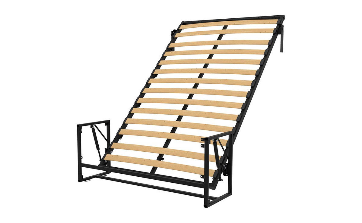 WANDBETT Morphy Classik Modulares SizeFlex- und TypeFlex-System - 120x200 Vertikal - Schwarz, Holz/Metall (120/200cm) - WallBedKing