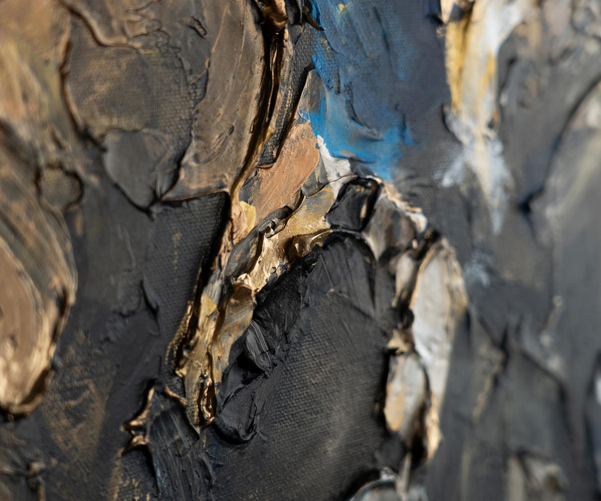 GEMÄLDE Elegante Abstraktion II Schattenfugenrahmen Blau 120x80 cm - Blau, Holz (120/80cm) - YS-art gallery