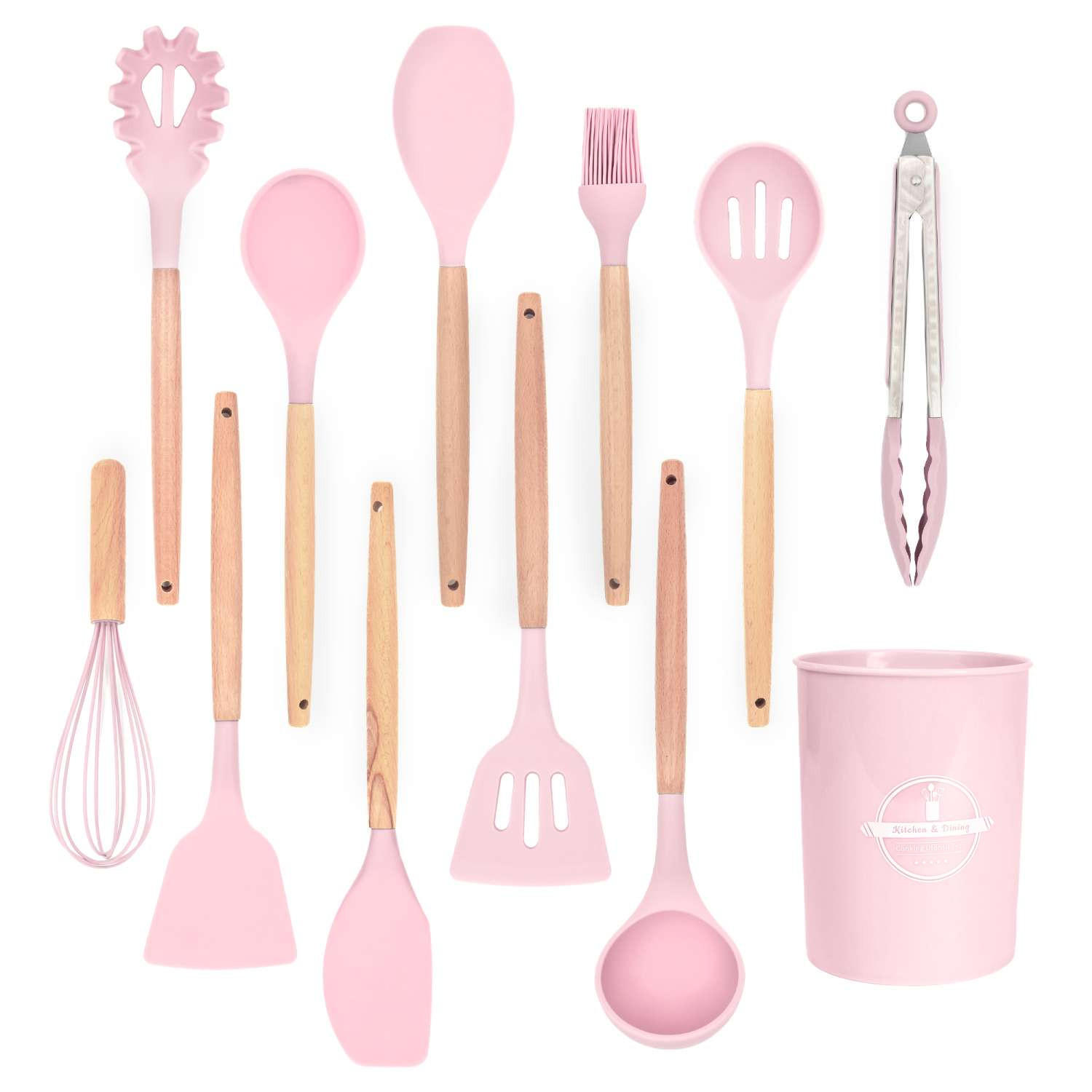 KÜCHENUTENSILIEN-SET (12-tlg.) - Rosa, Kunststoff - Intirilife
