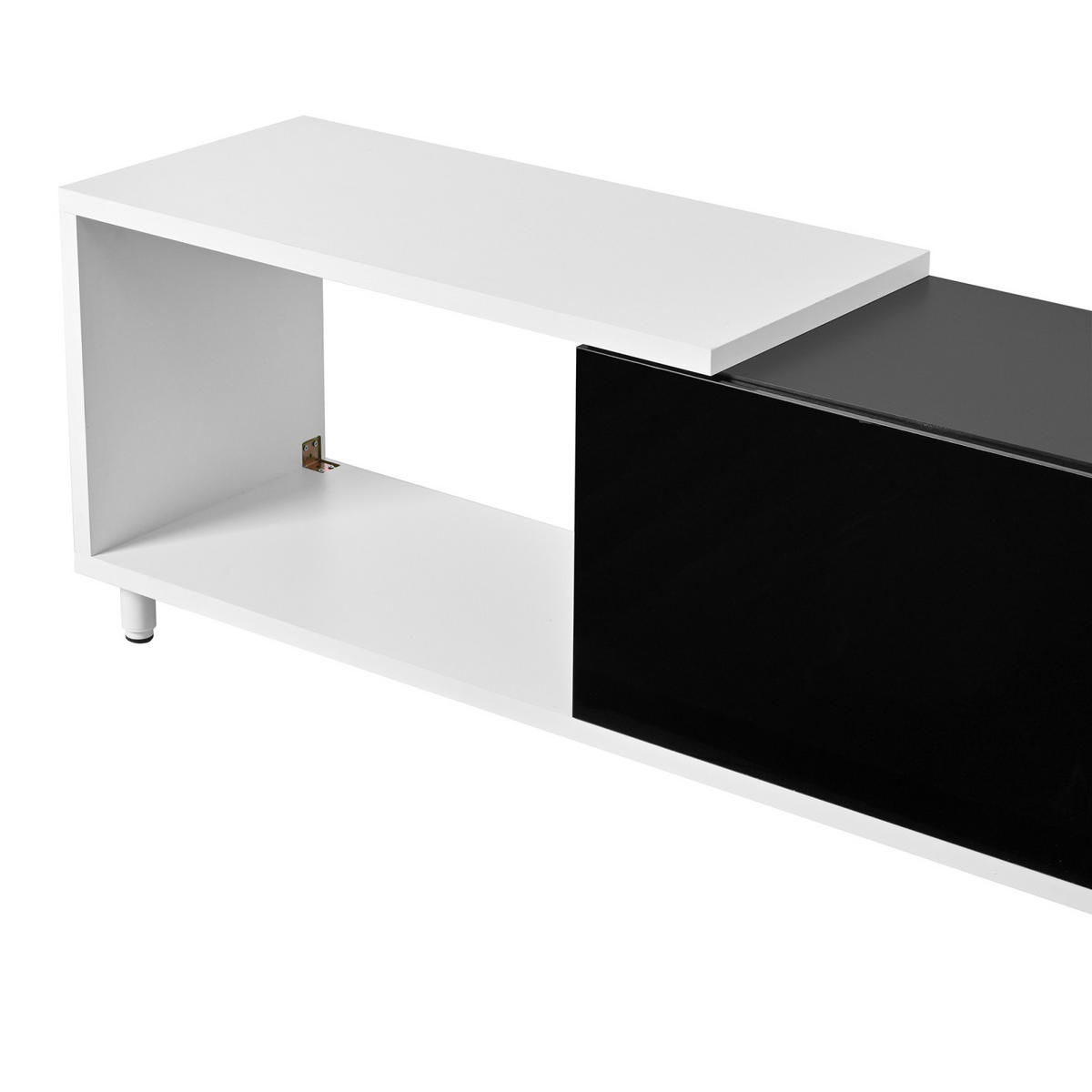 TV-LOWBOARD ausziehbar 258 x 38 x 48,5 cm aus MDF/Spanplatte, 3 Hochglanztüren, Schwarz/Weiß - Schwarz, Holzwerkstoff (258/48/38cm)