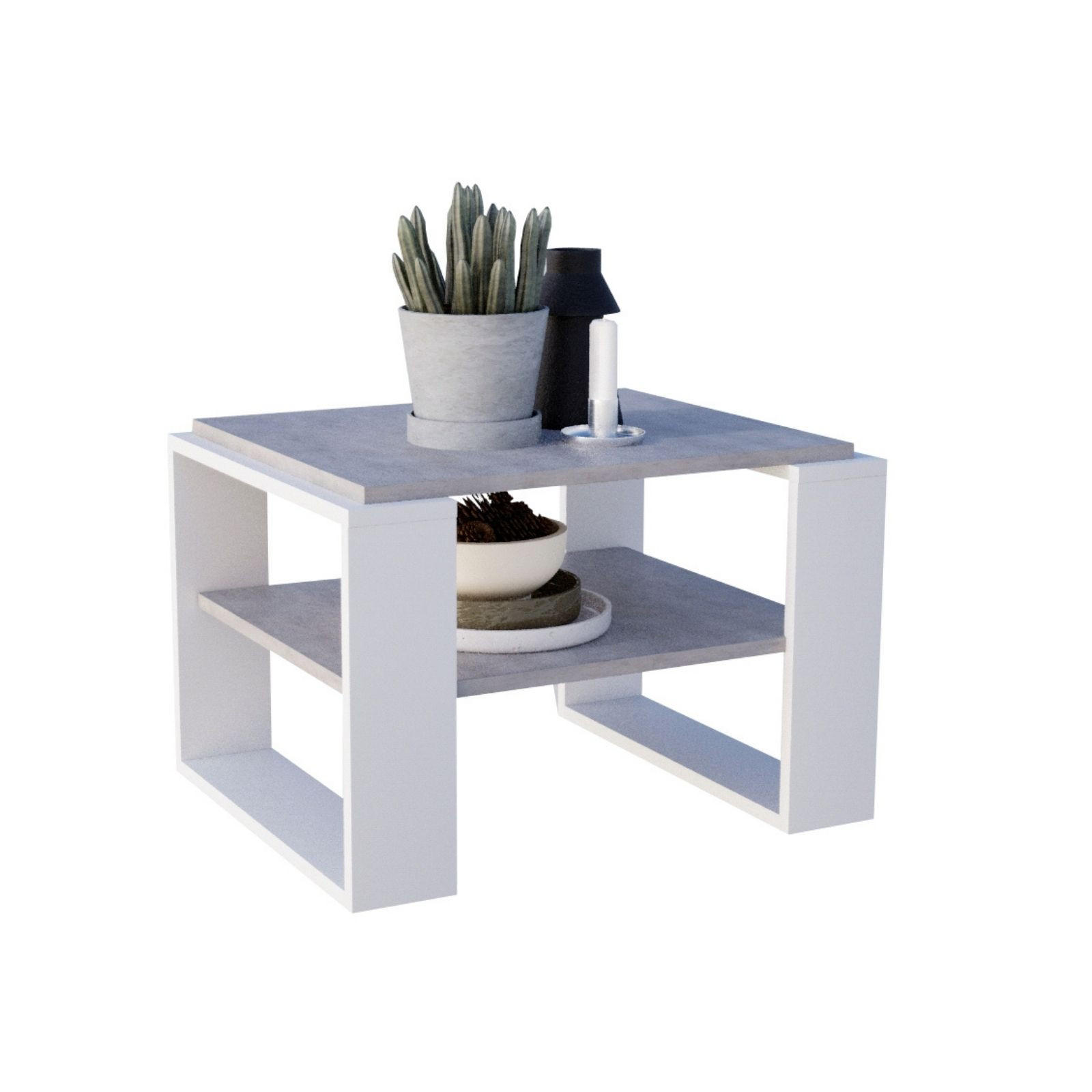 COUCHTISCH Holzwerkstoff rechteckig stabil Grau 44/54/63cm - Weiß/Grau, Holzwerkstoff (54/63/44cm) - CraftPAK