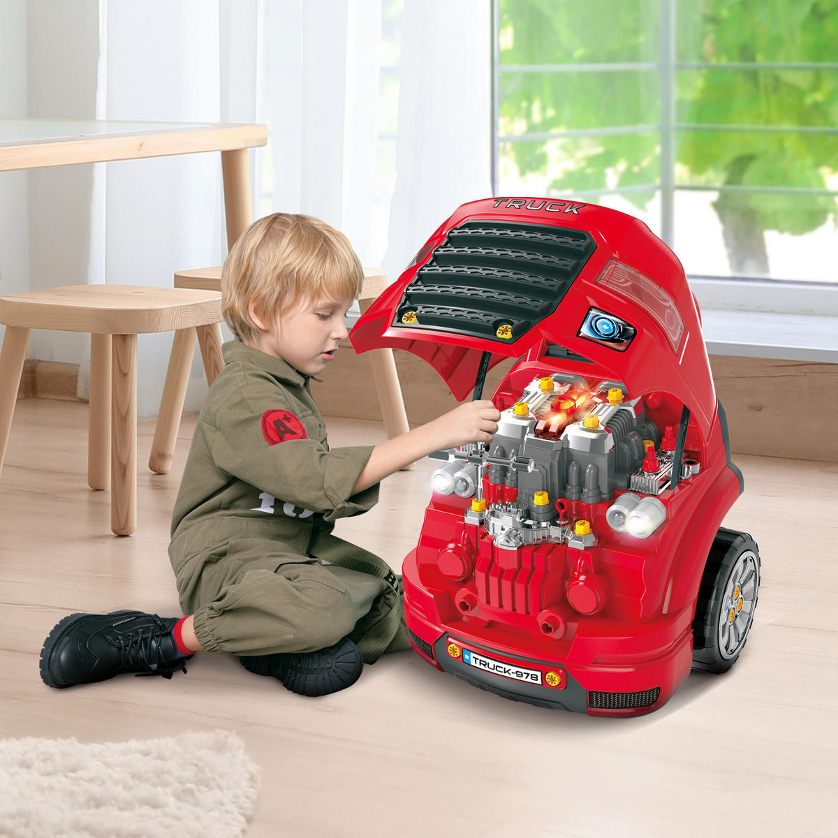 SPIELZEUG-LKW DE-18723 2-in-1 Mechaniker-Set mit Licht & Sound Rot - Rot, Kunststoff (39/47/40cm) - ComfortXL