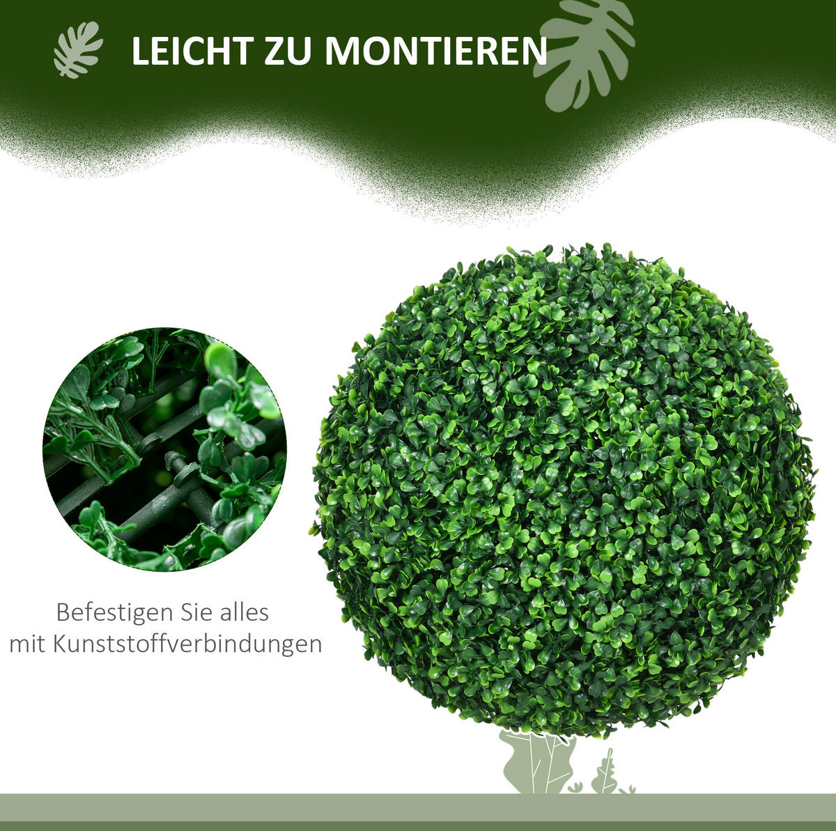 KUNSTPFLANZEN 40/40/40 cm grün aus Kunststoff mit UV-Schutz, 2er-Set - Grün, Kunststoff (40cm) - OKWISH