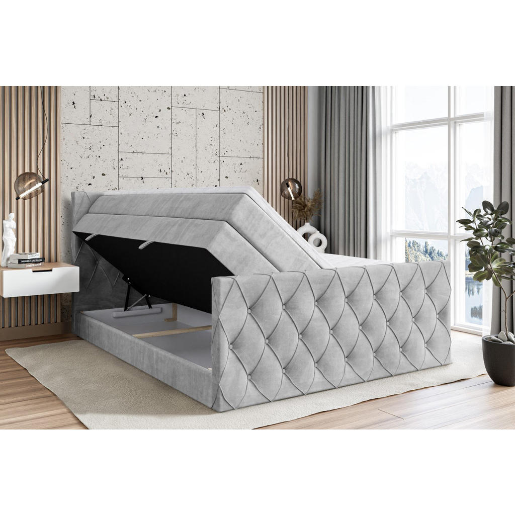 Thumbnail - Altdecor Boxspringbett, Grau, Holzwerkstoff, Höhe ca. 38 cm, 180x200 cm, Schlafzimmer, Betten, Boxspringbetten