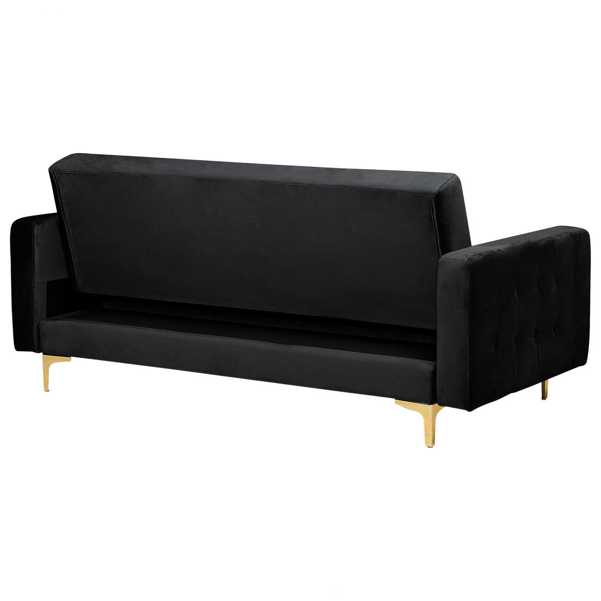 3-SITZER-SCHLAFSOFA Samtstoff Schwarz Aberdeen - Schwarz, Textil (186/83/88cm) - Beliani