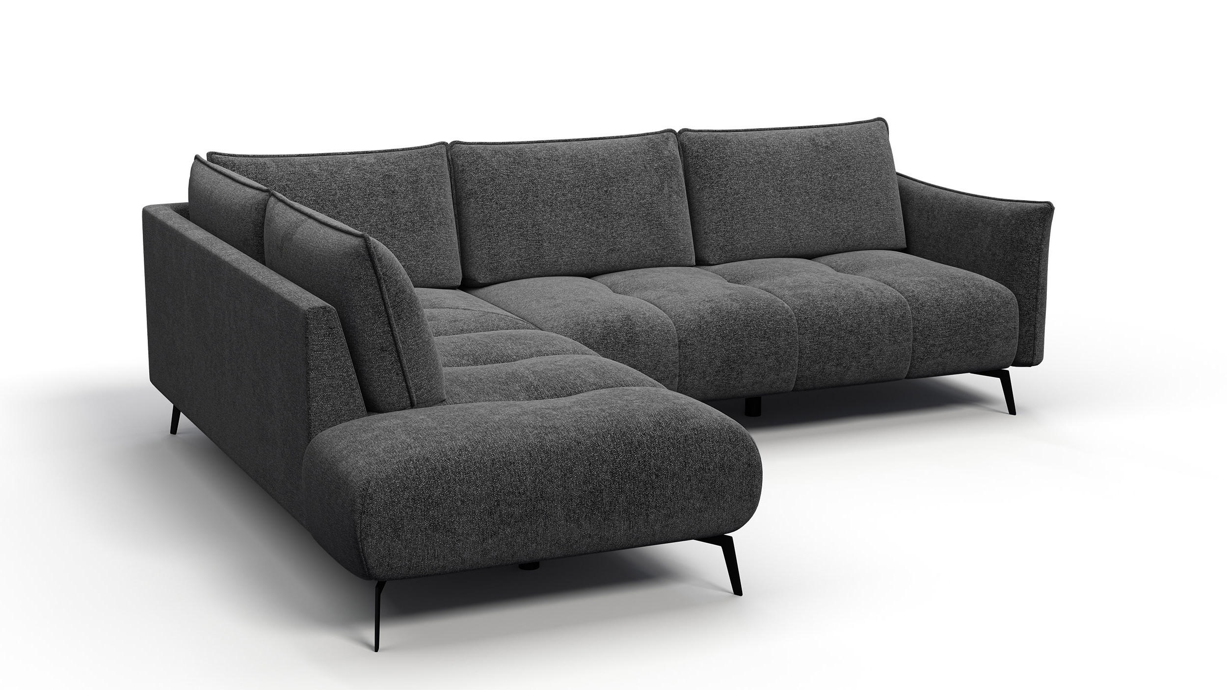 ECKSOFA AERA 5-Sitzer links, dunkelgrau - Dunkelgrau/Schwarz, Holz/Textil (268/206cm) - Courtois Laville