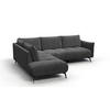ECKSOFA AERA 5-Sitzer links, dunkelgrau - Dunkelgrau/Schwarz, Holz/Textil (268/206cm) - Courtois Laville