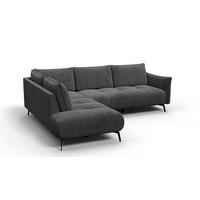 ECKSOFA AERA 5-Sitzer links, dunkelgrau - Dunkelgrau/Schwarz, Holz/Textil (268/206cm) - Courtois Laville