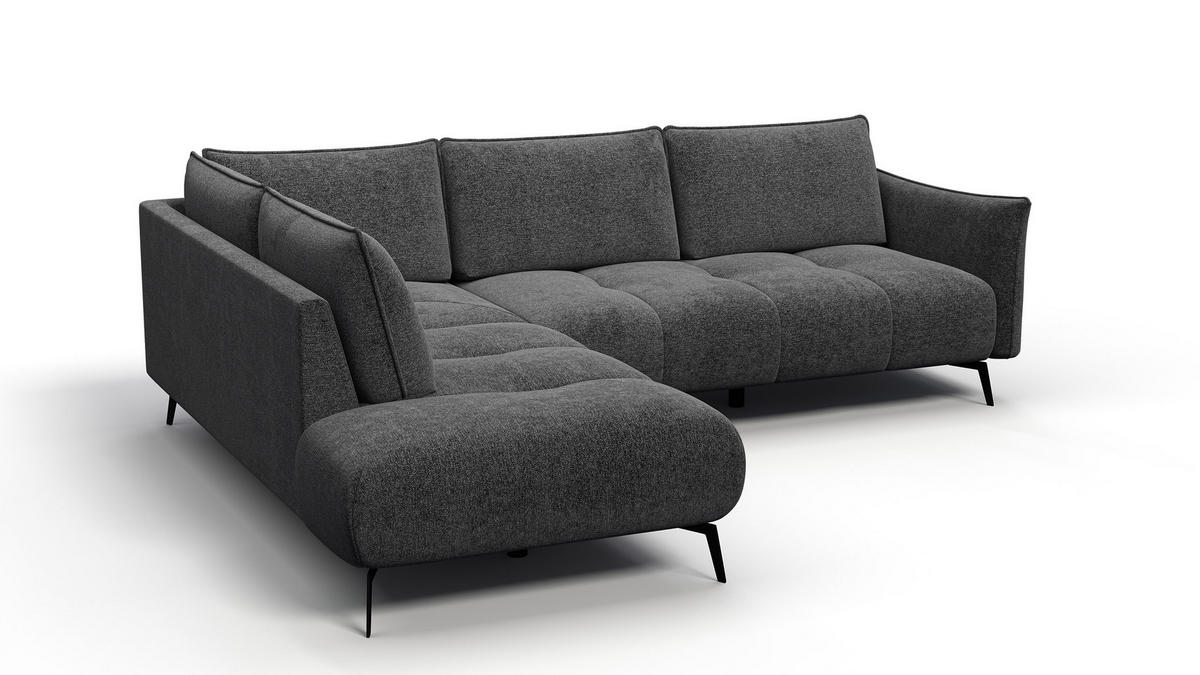 ECKSOFA AERA 5-Sitzer links, dunkelgrau - Dunkelgrau/Schwarz, Holz/Textil (268/206cm) - Courtois Laville