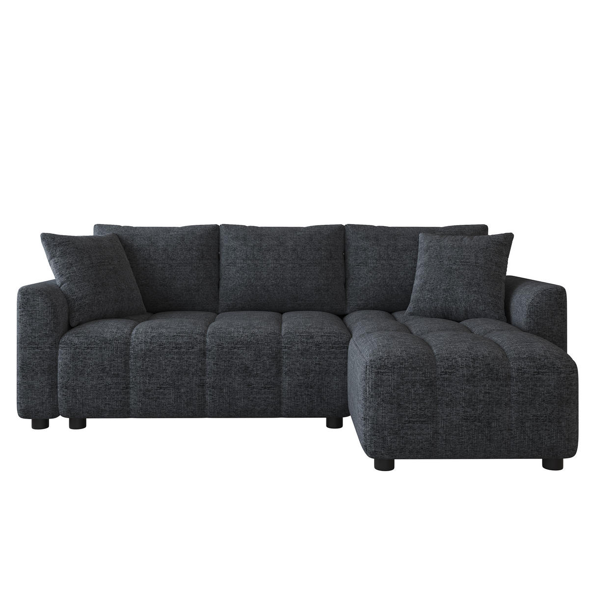 ECKSOFA 204/127/82.5 cm Grau Chenille mit 2 Zierkissen - Grau, Holz/Textil (204/127cm) - Oxeza