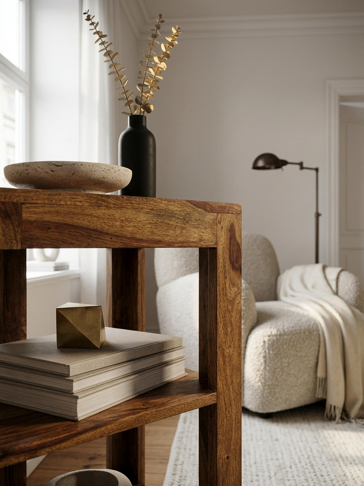 BÜCHERREGAL Massivholz Handgefertigt Pflegeleicht, Braun 44x44x105 cm - Braun, Holz (44/105/44cm) - KADIMA DESIGN