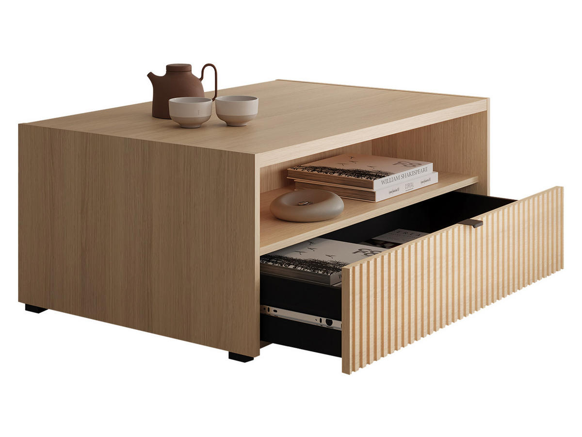 COUCHTISCH Cyliza 1SZ - Eichefarben/Graphitfarben, Holzwerkstoff/Kunststoff (65/100/42cm) - MIRJAN24